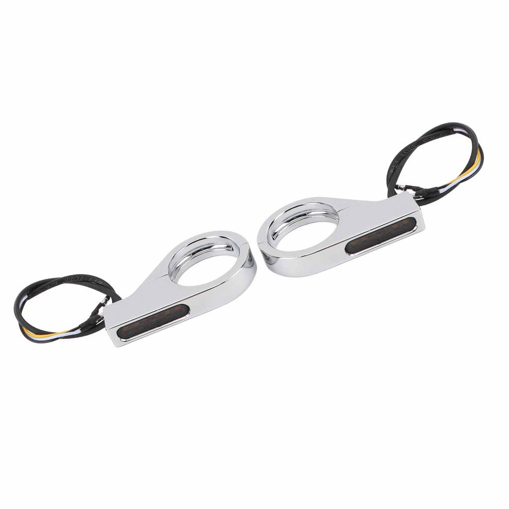 Front Fork LED Turn Signals Amber Indicators White Daytime Running Lights 39 to 41MM Fork for ATV