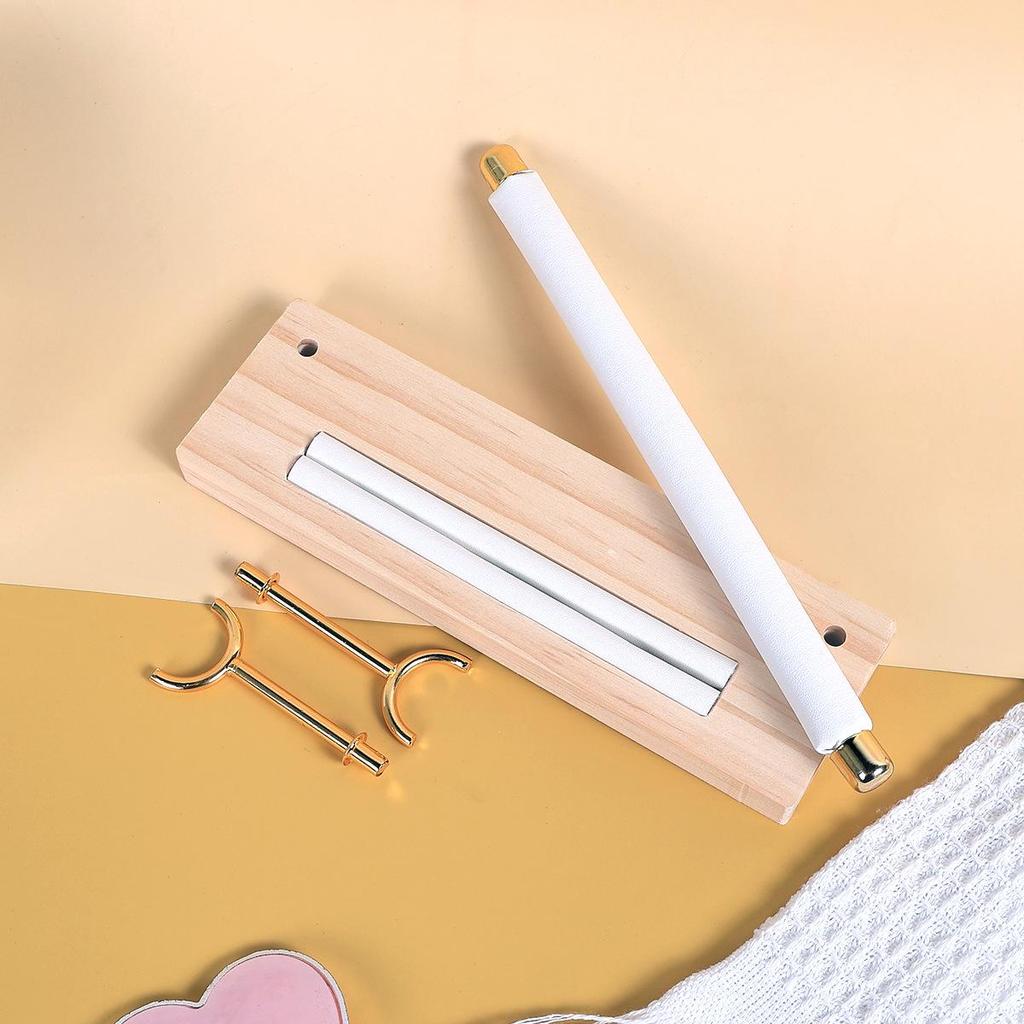 Luxury Wooden White Leather Ring Display Stand for Jewelry Photography