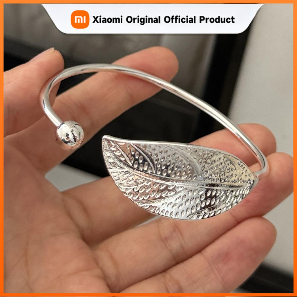 Xiaomi 100% Solid 925 Sterling Silver Metal Bracelet for Women Vintage Handmade Simple Leaf Shape Bracelet Birthday Gift Party