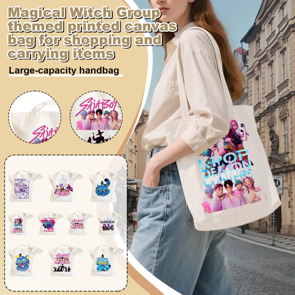 Hunters Surrounding Printed Canvas Shopping Tote Bag With Large Capacity