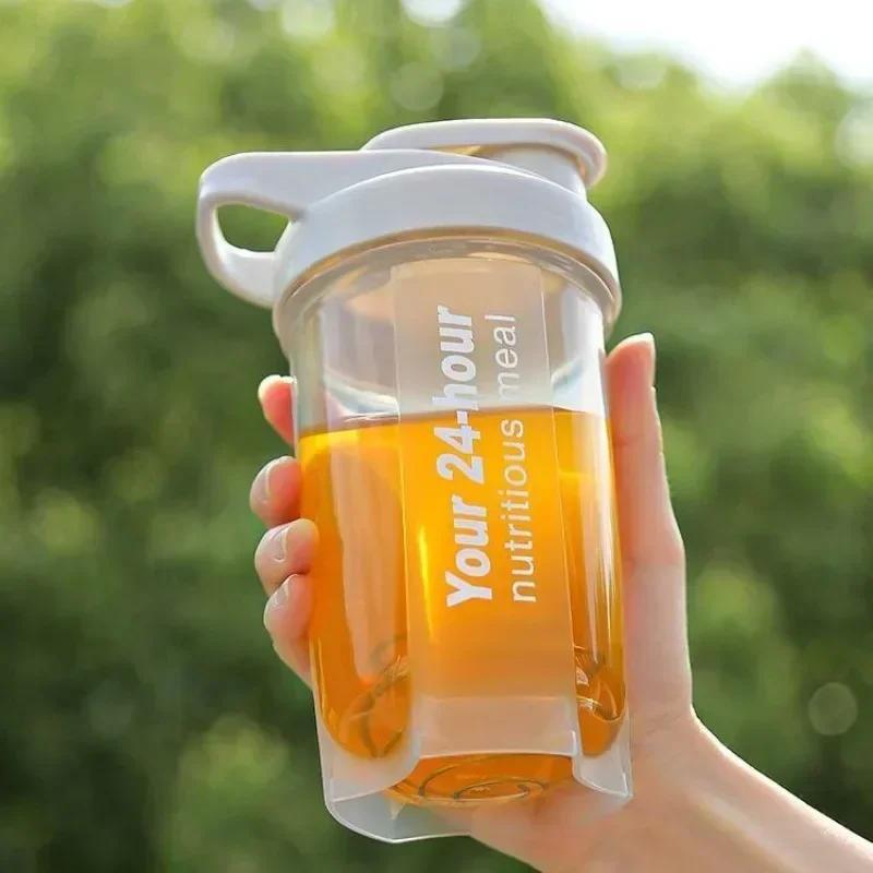 Neue tragbare Shaker-Tasse für Männer und Frauen Proteinpulver Ersatz-Milchshake-Mixbecher Fitness-Sport-Wasserbecher Flasche mit Skala