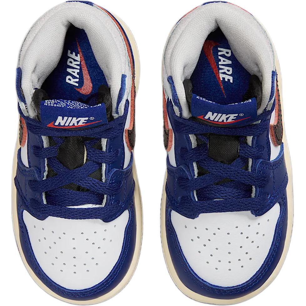 Air Jordan 1 Retro High OG Rare Air Δέρμα Unisex Λευκό Μαύρο Ουδέτερο Γκρι Βαθύ Βασιλικό Μπλε FD1413-100