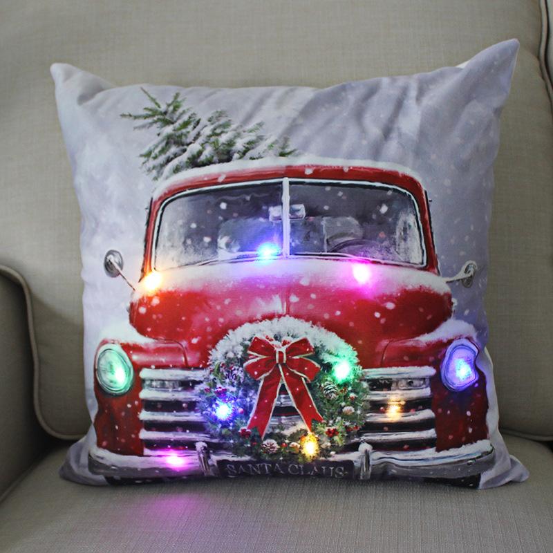 LED Licht Weihnachten Kissen Kissenbezug Weihnachtsmann Elch Schneeflocke Xmas Laterne Leuchten Kissenbezug Winter Feiertagsdekoration