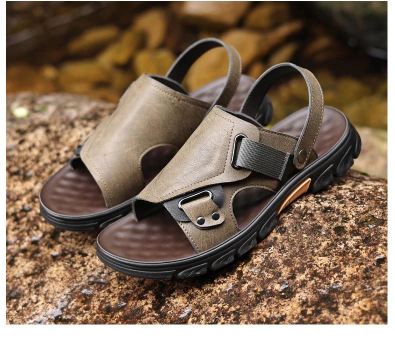 Modă Sandale Clasice pentru Bărbați Slip on de Vară Sandale de Piele Papuci Bărbați Outdoor Casual Sandale Ușoare Negru Pantofi de Apă Sandalias