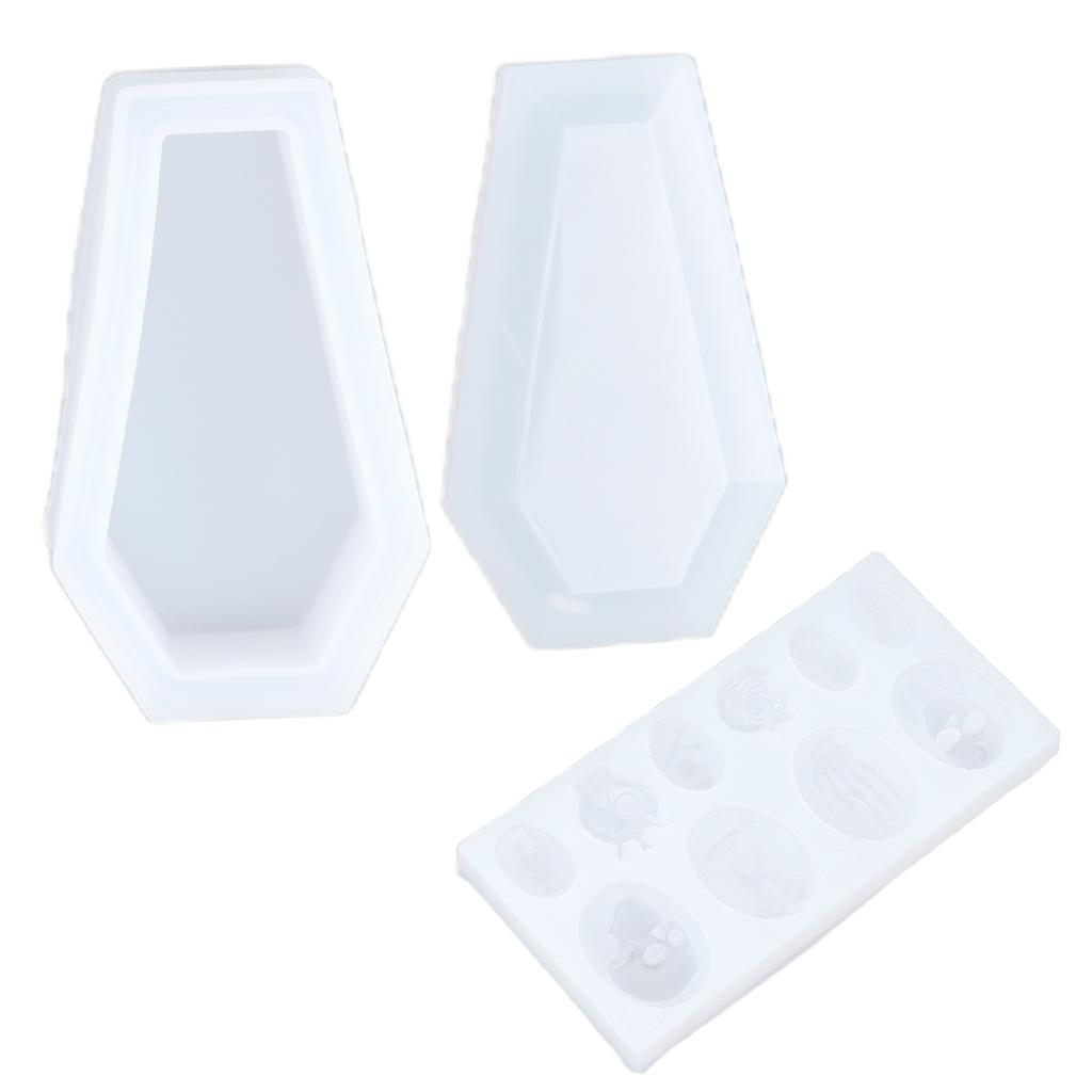 3Pcs Halloween Silicone Mold Skeleton Coffin Shape Wide Application Resilient Halloween Fondant Molds