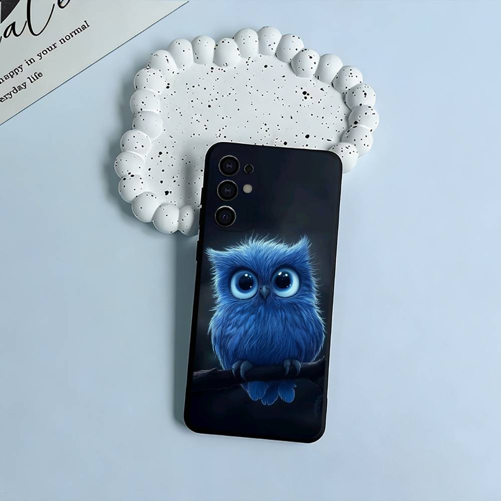 Cute owl pattern Soft Silicone Case for Samsung S25, S24, S21, S22, S23, S30, Ultra, S20, Plus, FE, Lite-Black