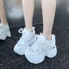 9CM New Spring Women Hollow Sneakers 2025 Summer Casual Vulcanized Shoes High Platform Breathable Mesh Sneakers Female Dad Shoes