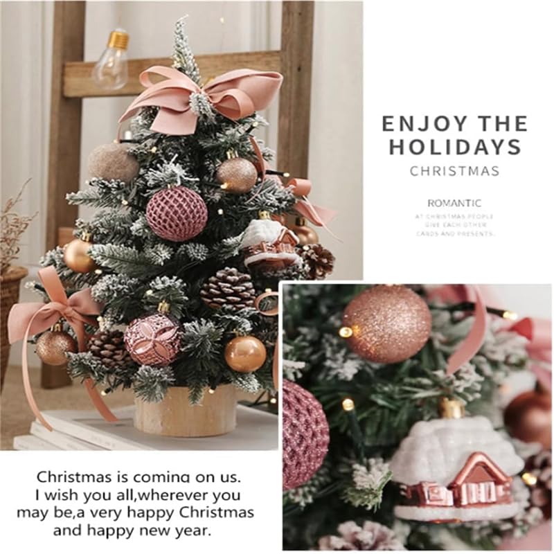 YAYAMIYA Mini Christmas Tree, Tabletop Tree, Artificial Pine Tree, Christmas Decoration, Mini Tree with LED Illumination Lights, Battery Operated, wit