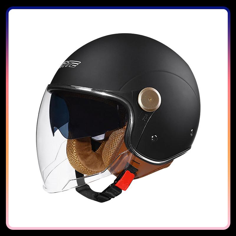 3/4 Open Face Helmet Daul Visor Retro Semi-open Helmets Men Women DOT ECE Double Lens Jet Helmets Motorcycle Accessories