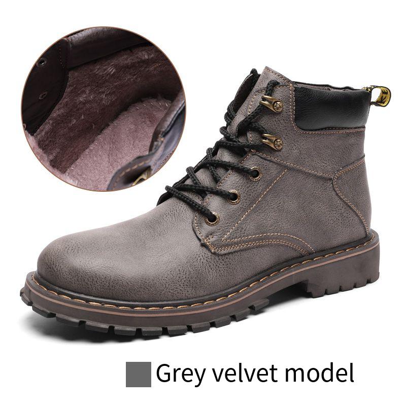 

Мужские мотоциклетные ботинки зимние черные кожаные уличные ботинки с мехом для мужчин Большие размеры высокие походные ботинки EU:46