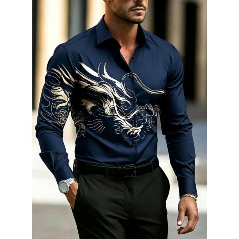 Men's Long Sleeve Shirt Casual All-match Fashion Street Mens Shirt Lapel Single-breasted Long Sleeve Top Men's Clothing