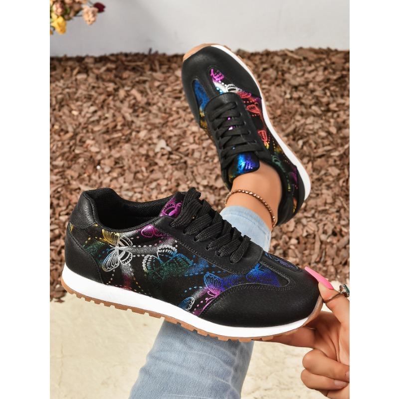 Women's Large Size Spring New Retro Old Flower Round Toe Comfortable Flat Shoes