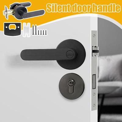Mute Bedroom Door Lock Silent Door Handles Heavy Duty Keyless Black Passage Doorknob Lock Interior Black Door Lever For Bathroom