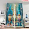 Set Of 2 Flat Printing Happy Christmas Fashion Curtains Gnomes Winter Snow Gifts Digital Printed Polyester Drapes Party Made