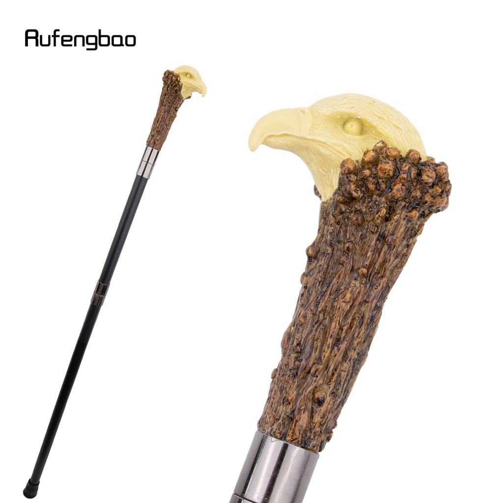 Yellow Resin Eagle Head Tree Root Walking Cane Fashion Decorative Steel Stick Gentleman Elegant Cosplay Cane Knob Crosier 94cm