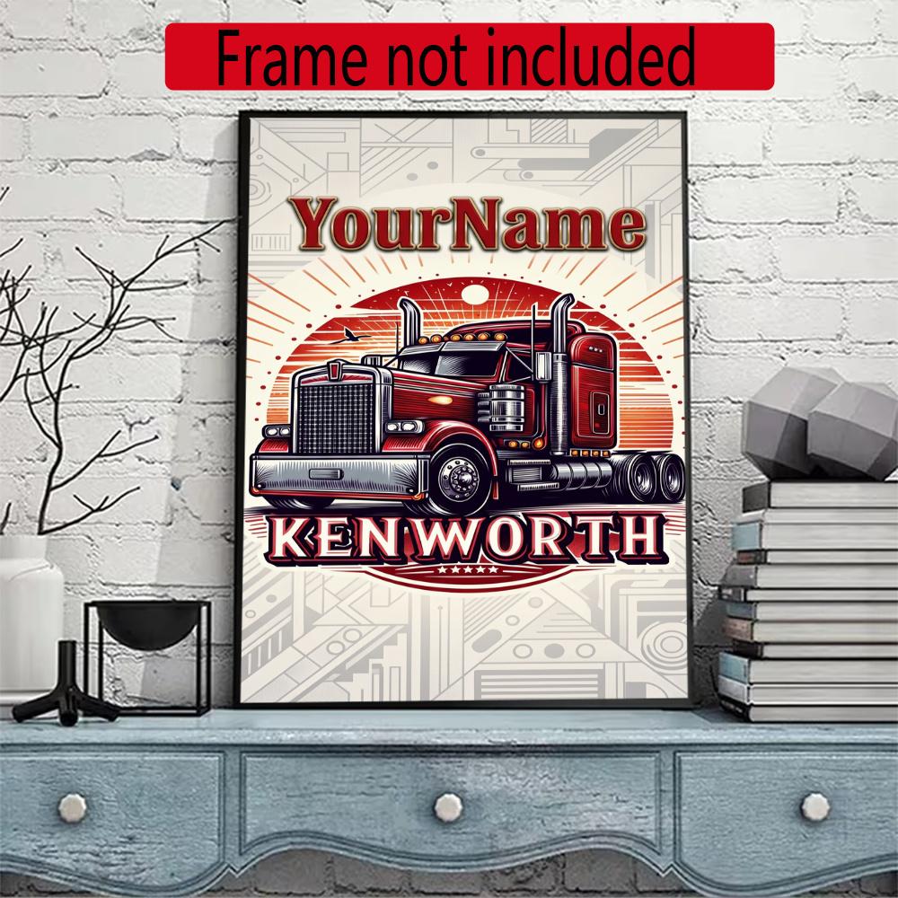 Peterbilt Heavy Trucks Customize Your Name Diamond Painting Round Diamond Diy Frameless Holiday Artwork Suitable For Home Office Wall Decoration