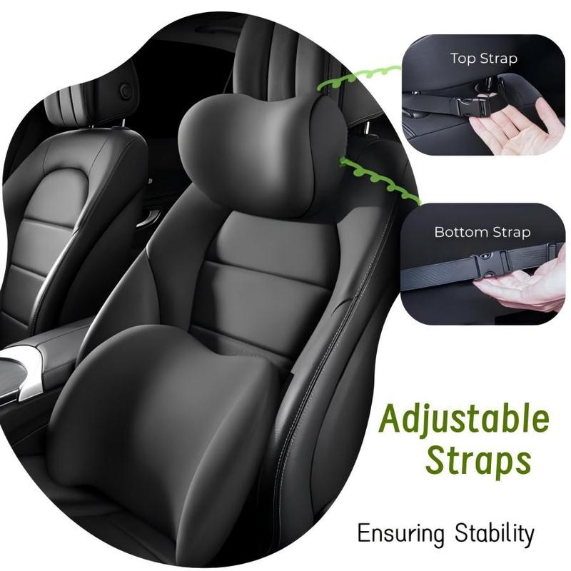 Car Headrest & Lumbar Support Cushion Kit, Ergonomic Driving Fatigue Relief Seat Memory Foam Neck Back Rest Pillows