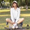 Women's Half-Zip Polo Hoodie with Bear Pocket Patch