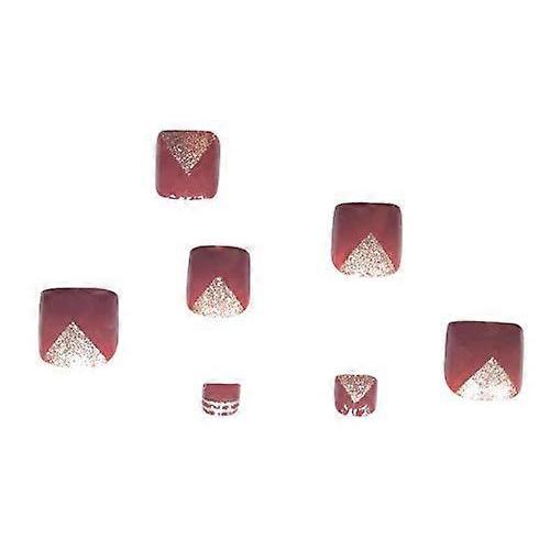 24pcs Square Full Cover False Toenails Set Glitter Acrylic Fake Toenails for Women with Adhesive