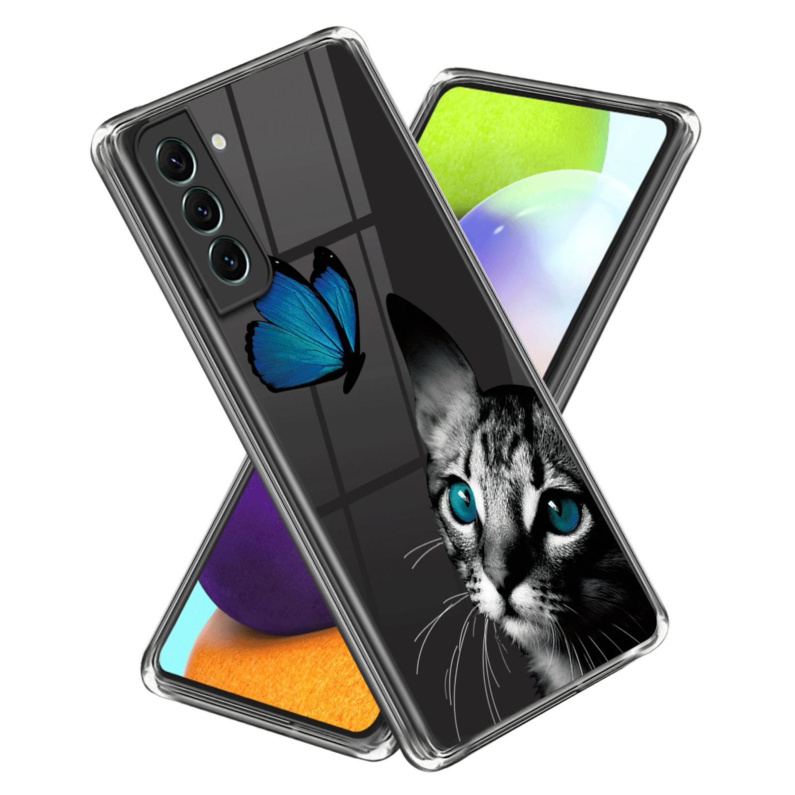 

For Samsung Galaxy S24+ TPU Case Pattern Printing IMD Anti-scratch Cover Cat and Butterfly