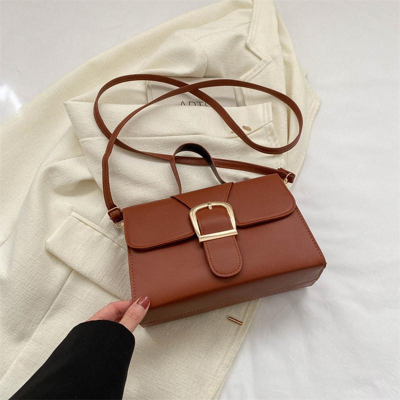 Chic Minimalist Square Crossbody Bag 2023 Trendy Design Fashionable Shoulder Bag коричневый