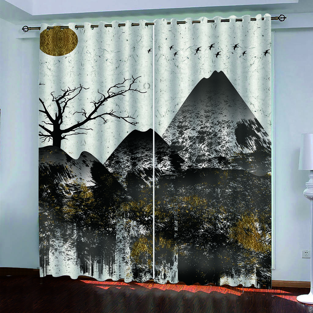 Curtains For Rooms 3D Abstract Art Mountain Landscape Pattern Modern Curtains For Living Room Bedroom Home Window Curtains