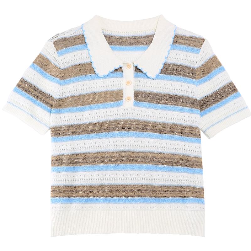 Betu Women s Wavy Edge Color-Block Stripe Knit Top S