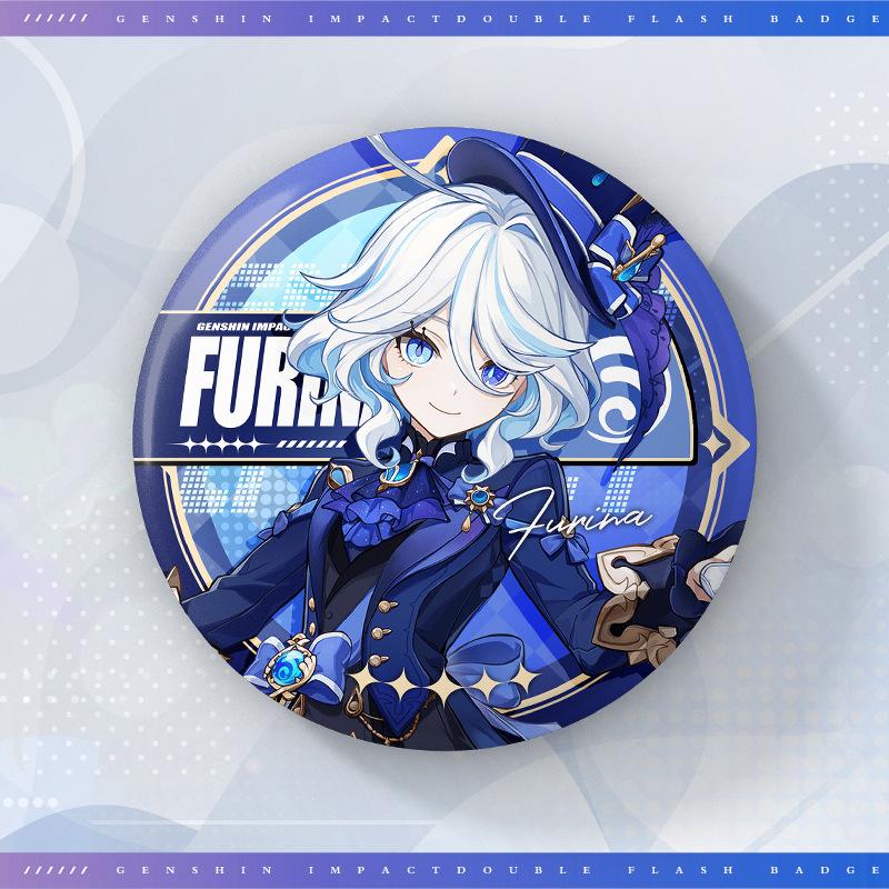 75MM Game Genshin Impact-3 Round Badge Anime Brooch Pin Cosplay Hu Tao Cartoon Figure Clothing Backpack Accessories Fans Gifts