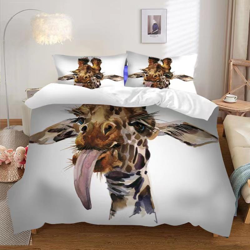 

Cute Animals Pet Animals Digital Printing Quilt Cover Pillowcase Grinding Three-Piece Set 90*190