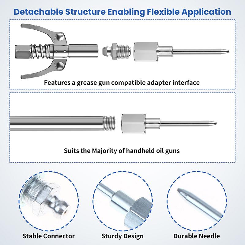 5/7Pcs Grease Gun Needle Accessory Set Dispenser Rubber Coupler Adapter Injector Detachable Nozzles For Narrow Tight Spaces