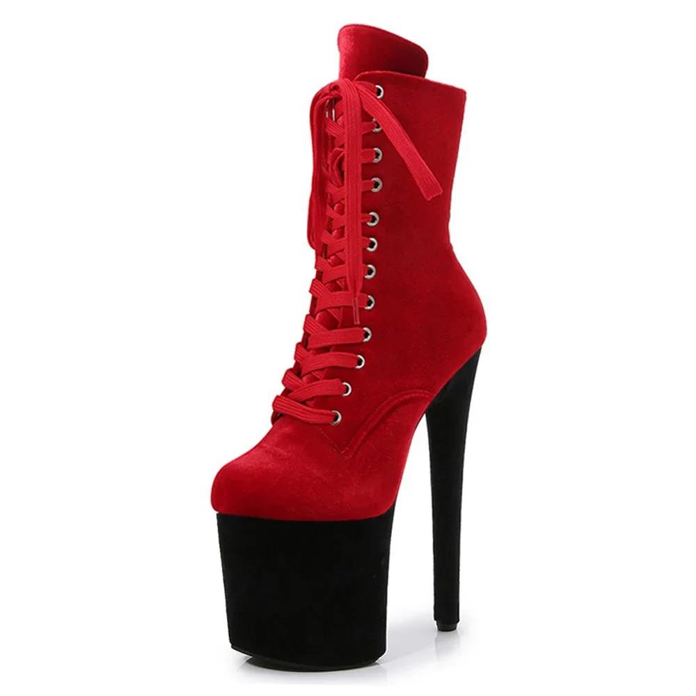 Fashion Top Sale 20CM Corduroy Surface Platform Women Shoes High Heeled shoesCustom Colors Boots Erotic Lap Pole Dancing Ankle Boots