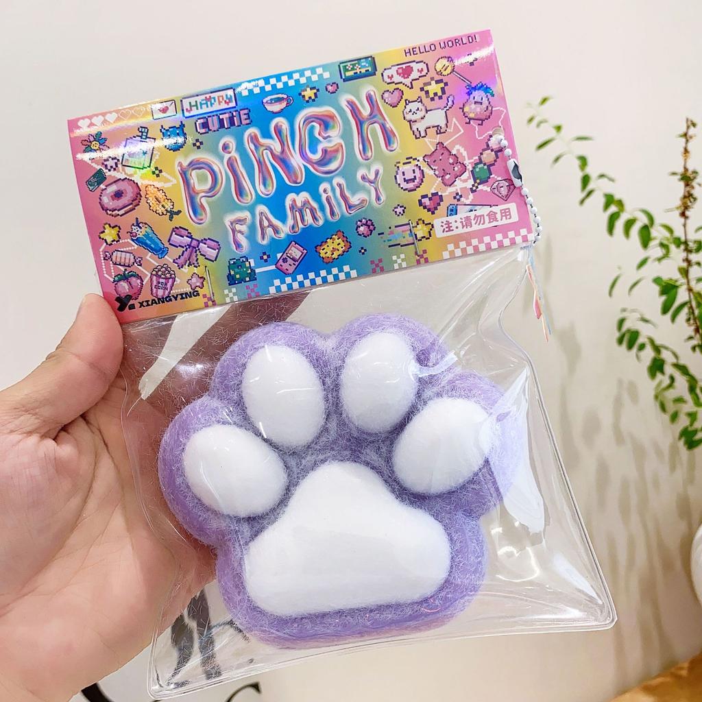 Large Cute Plush Cat Claw Squishy Fidget Toy Slow Rebound Stress Relief Toy Pinch Decompression Cat Paw Soft Squeeze Toys Gifts