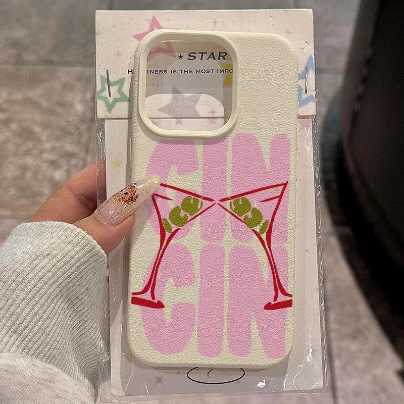 

Розовый чехол для телефона GIN Martini Glass для iPhone 11 12 13 14 15 16 17 Pro Max 14 15 Plus 17Air 16E XR XS MAX 7 8 Plus Мягкий чехол iPhone Air