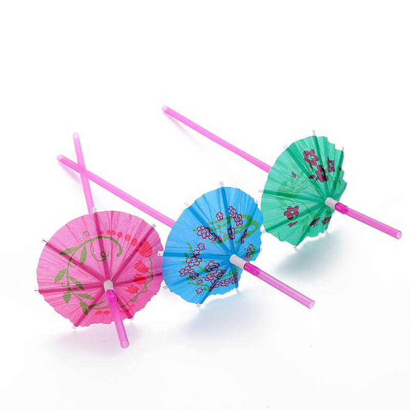 20/50PCS Cocktail Umbrella Straw Random Mixed Color Creative Umbrella Decoration Beverage Straw Party Wedding Kitchen Supply ZYF