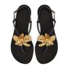 Fashion Elegant Metal Flower Decoration Flat Sandals Women Sexy Clip Toe Ankle Buckle Designer Flip Flops Comfort Soft Sole Beach Shoes