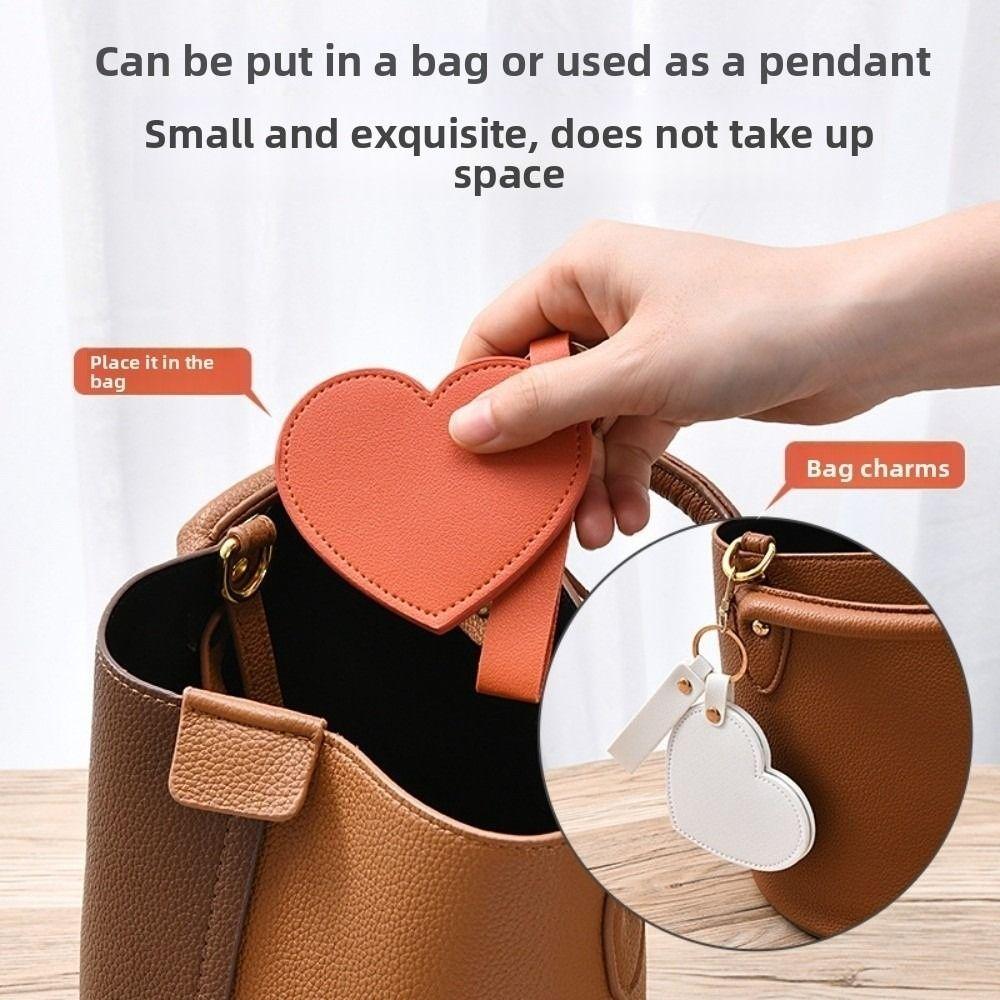 Rotate Small Mirror Love Heart Makeup Mirror Korean Style Colorful Love Keychain  Women