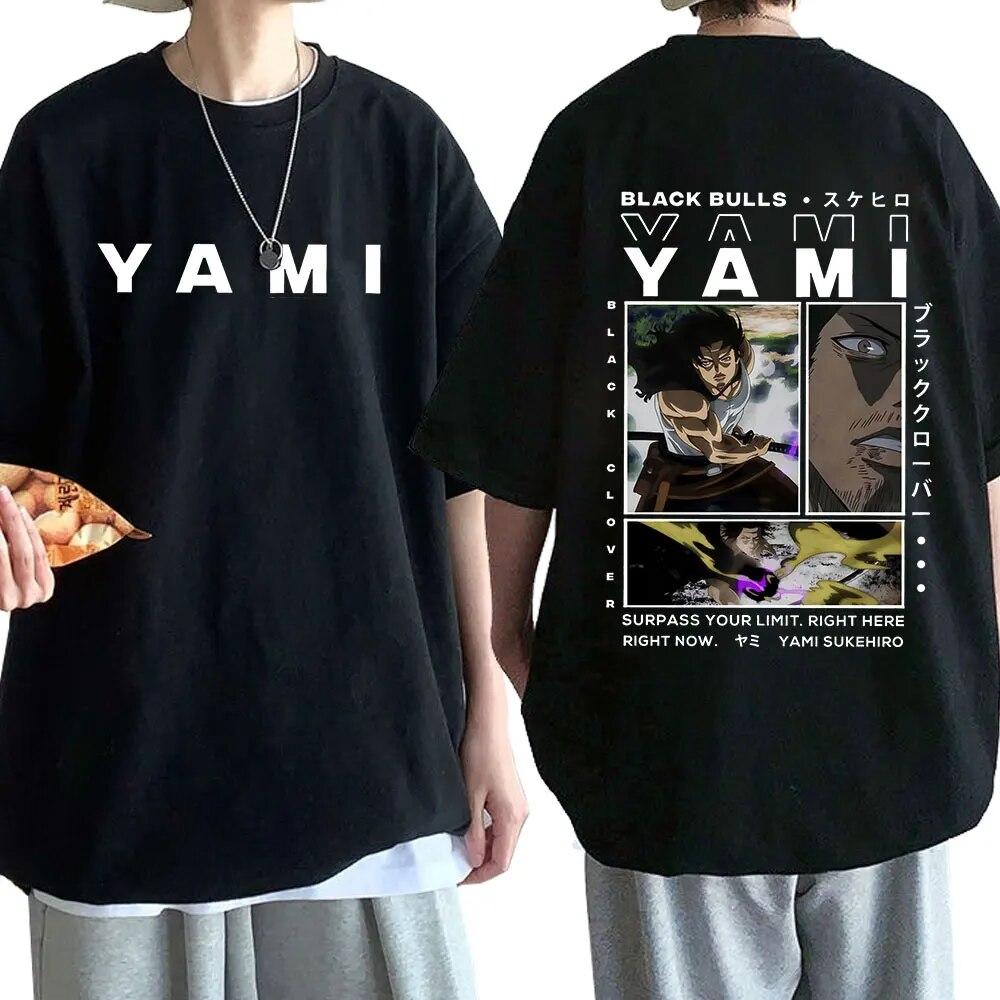 High Street Top Japanese Anime with European and American Style Black White Tees Character Print with Brand Unisex Cotton Casual