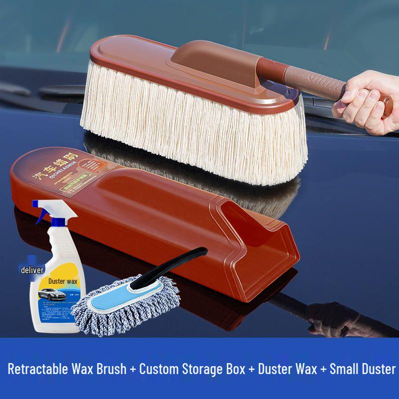 Car Dust and Snow Cleaning Brush with Retractable Rod