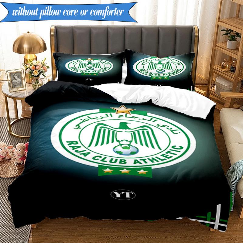 Set Lenzuola 3 Pezzi con Stemma Raja Club Athletic Stampa 2D (Include 1 Copripiumino + 2 Federe Senza Imbottitura), Decorazione camera da letto, Regalo ventilatore