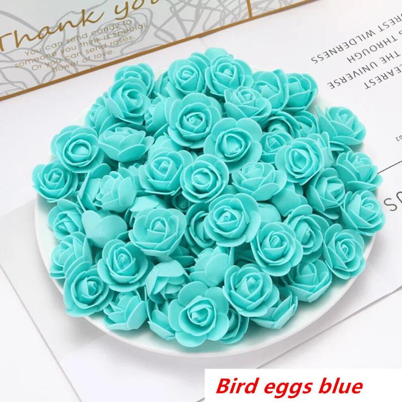 100Pcs 3.5cm Artificial Flower Foam PE Rose Heads DIY Valentine's Day Roses Wedding Candy Box Decoration