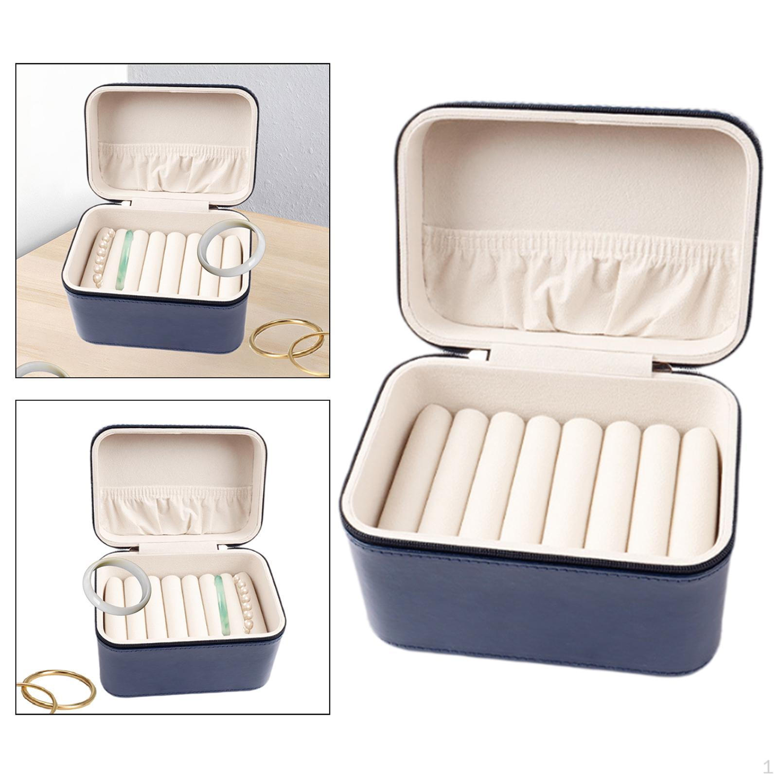 

Коробка для хранения браслетов, органайзер для браслетов для женщин, мягкая подкладка, портативный контейнер, витрина для ювелирных изделий 16 x11.5x11cm_Blue