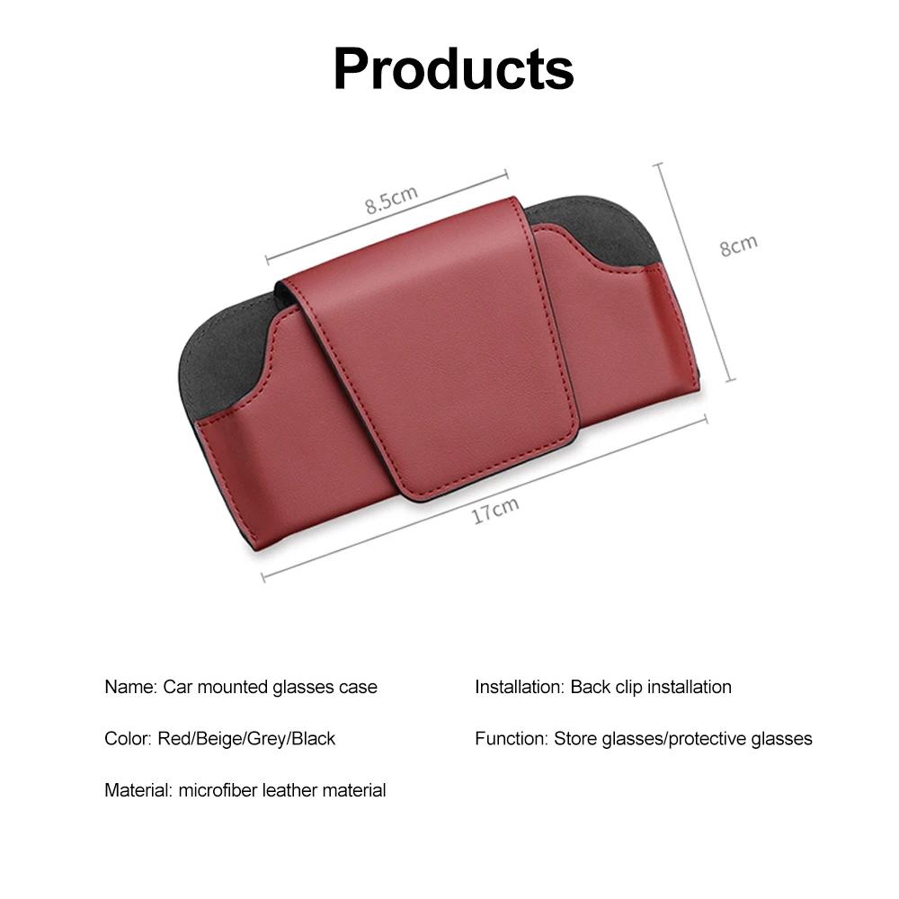 PU Leather Car Glasses Case Clip Hanger Magnetic Fastener Sunglasses Holder Storage Box Eyeglasses Holder Car Interior Accessori
