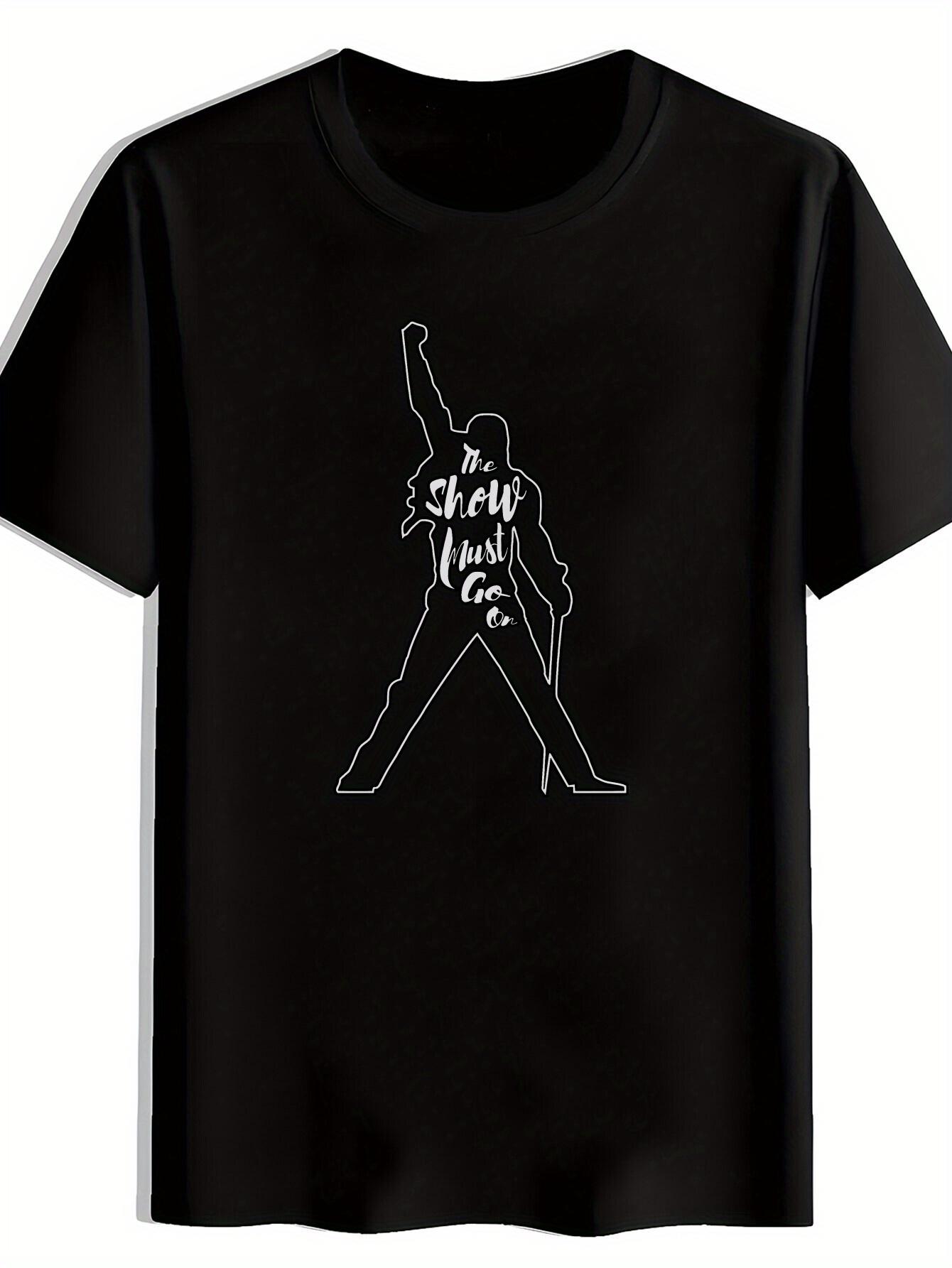 T-shirt Black with Rockstar Silhouette Print - The Show Must Go On Design S