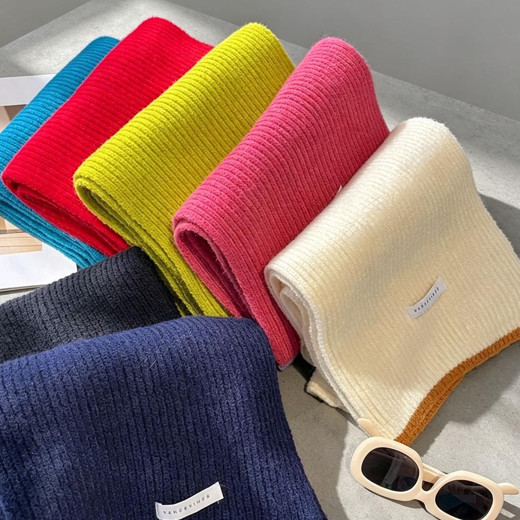 Autumn and winter Korean version of warm scarf color matching design thickened knitted scarf women's versatile high-end fashion scarf