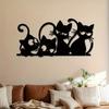 2D Flat Black Cat Silhouette Wall Art, 4 Cute Cat Patterns, Modern Home Decor Painting for Living Room Bedroom Kitchen Garden, Easy To Hang Indoor