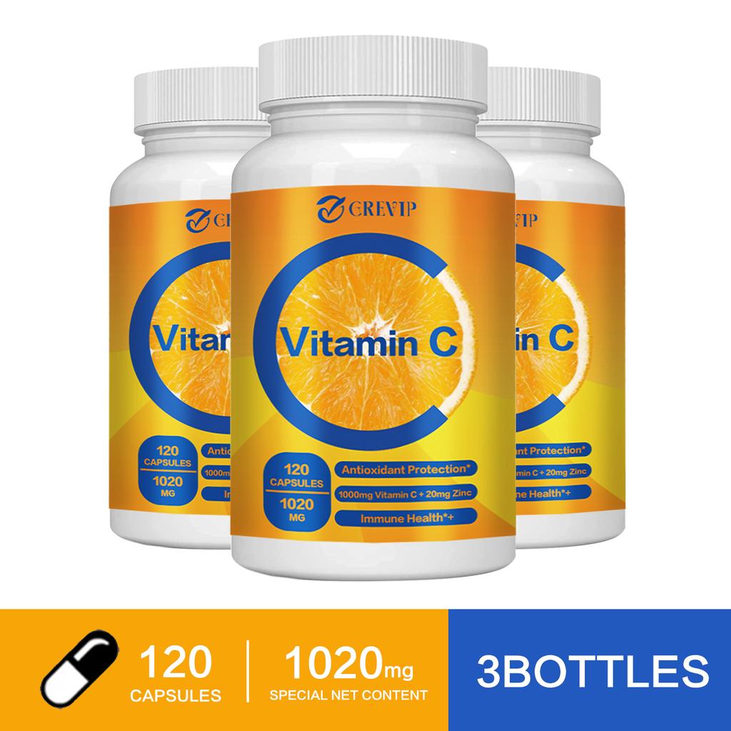Vitamin C + Zinc Complex Capsules, 1020 Mg Per Serving, High Concentration Ratio, for Adults To Enhance Immunity.