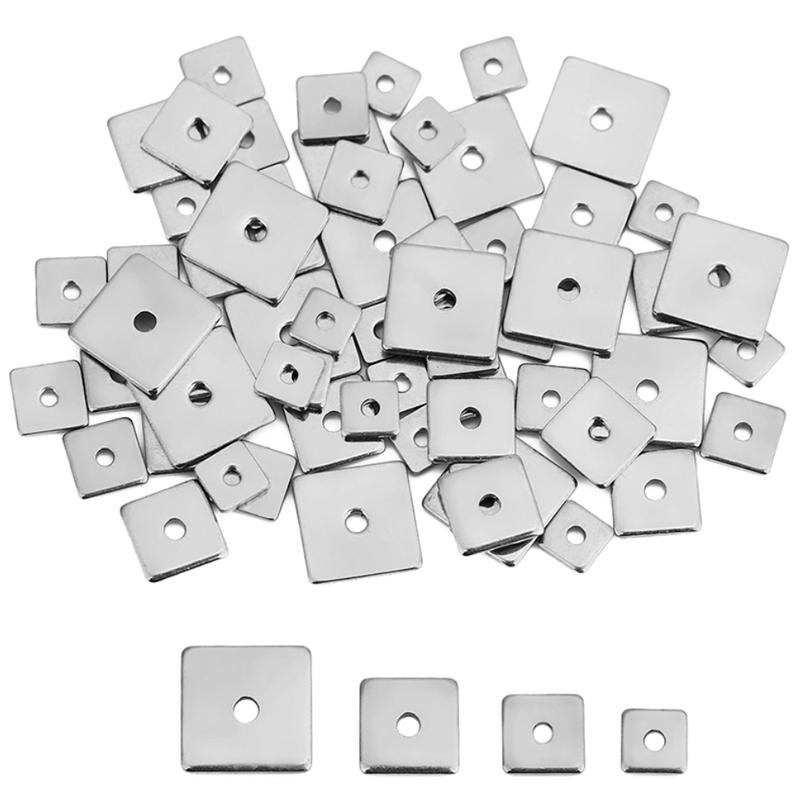 

30pcs PVD Never Fade Stainless Steel Square Spacer Beads 4 5 6 8 mm Flat Thin Necklace Bracelet Beads Findings Jewelry Making 4mm