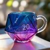 Rainbow D20 Dice Mug with Handle Colorful Polyhedral Glass Coffee Cup for Gamers Unique Gift for Tabletop RPG Fantasy Enthusiasts