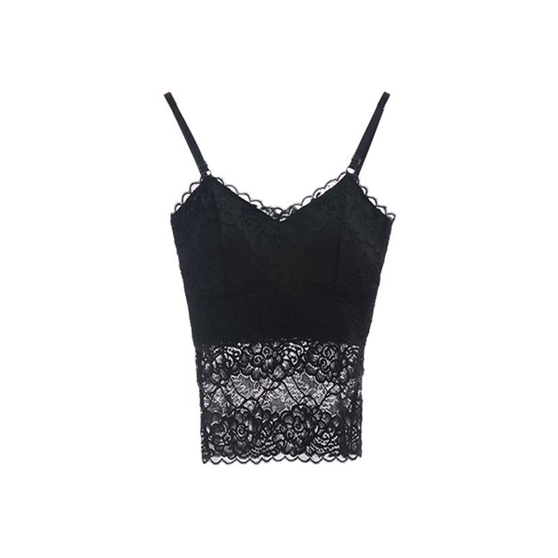 

Korean Style Sexy Lace Camisole for Women - Black Strapless Plus Size Large чёрный