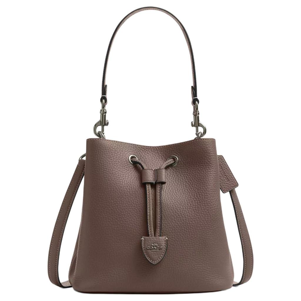 Coach Rowan 21 Logo Leather Tote Bag Small Women Tote Bags Dark-Stone CBH06-QBCBD